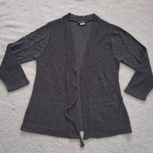 Elegant Charcoal Open-Front Cardigan